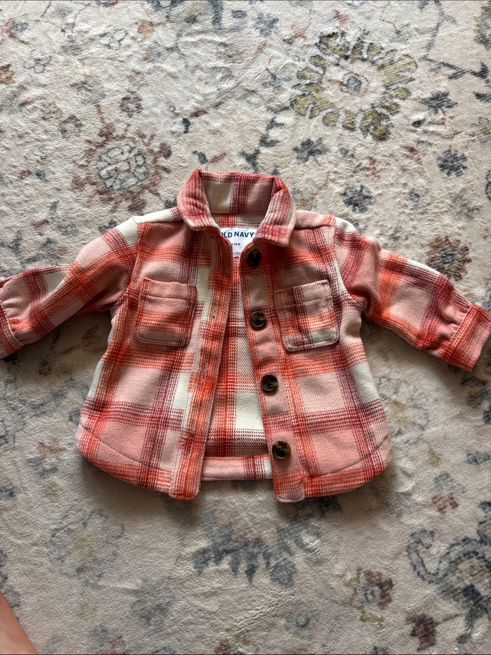 Old Navy Coral Pink Plaid Kids Shacket